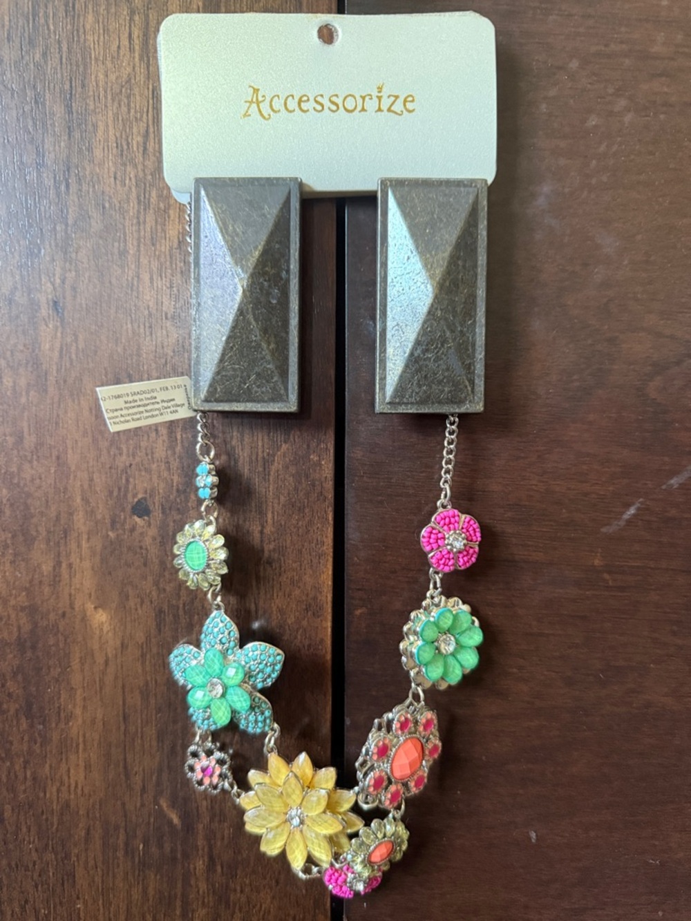 Accessorize UK Colorful Floral Statement Necklace NWT